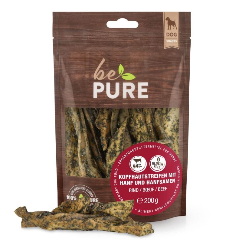 bePure Bandes de tête de bœuf au chanvre pour chiens